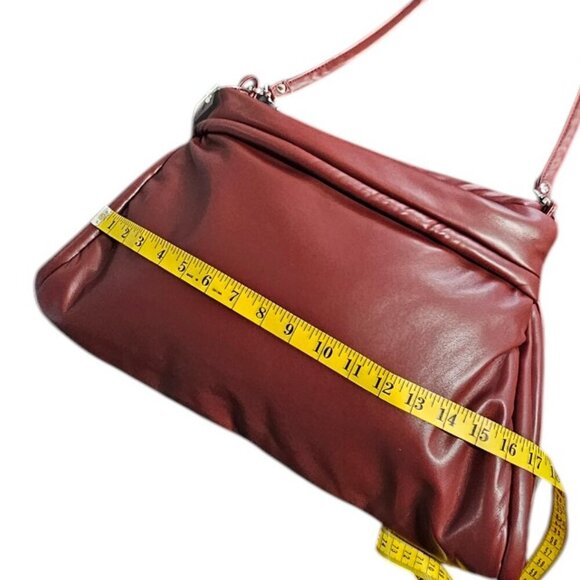 Anthropologie Oversize Pillow Clutch Shoulder Bag, Wine, Faux Leather, NWT - Picture 3 of 9